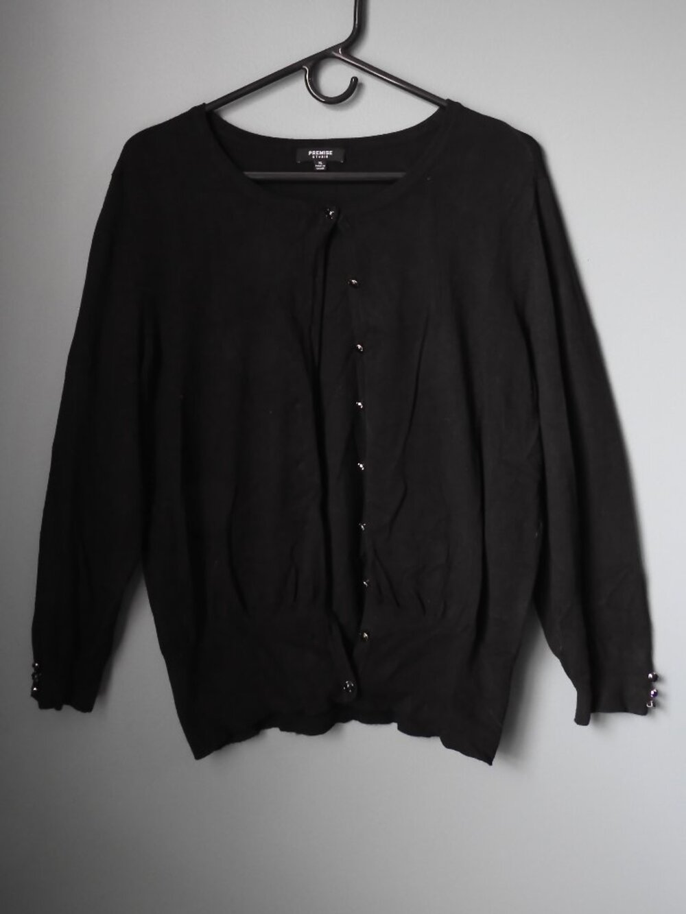 Premise Studio 9 Button Cardigan Sweater Black w/Stylish Buttons XL